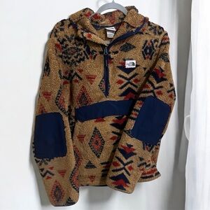 The North Face Aztec Western Sherpa Quarter Zip Hoodie Sweater Medium